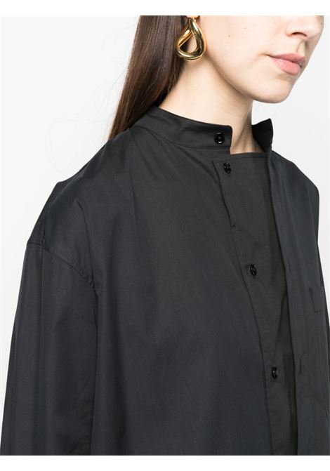 abito chemisier in cotone nero con colletto a fascia LEMAIRE | DR1027-LF839BK997