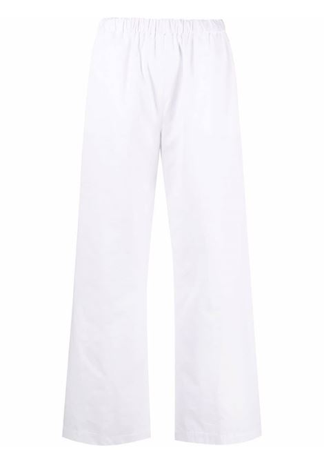 Pantaloni a gamba larga in cotone bianco a vita alta con elastico ASPESI | 0128-D30785072